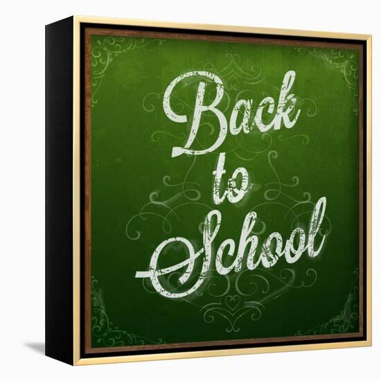 Back to School, Chalk Blackboard-Ozerina Anna-Framed Stretched Canvas