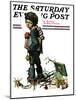 "Back to School" or "Vacation's End" Saturday Evening Post Cover, January 8,1927-Norman Rockwell-Mounted Giclee Print