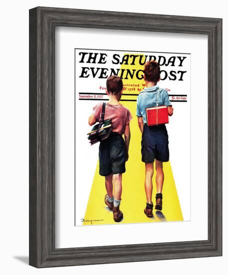 "Back to School," Saturday Evening Post Cover, September 11, 1937-Robert C. Kauffmann-Framed Giclee Print