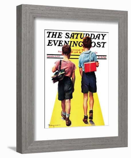 "Back to School," Saturday Evening Post Cover, September 11, 1937-Robert C. Kauffmann-Framed Giclee Print