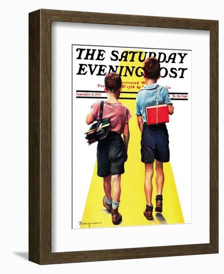 "Back to School," Saturday Evening Post Cover, September 11, 1937-Robert C. Kauffmann-Framed Giclee Print