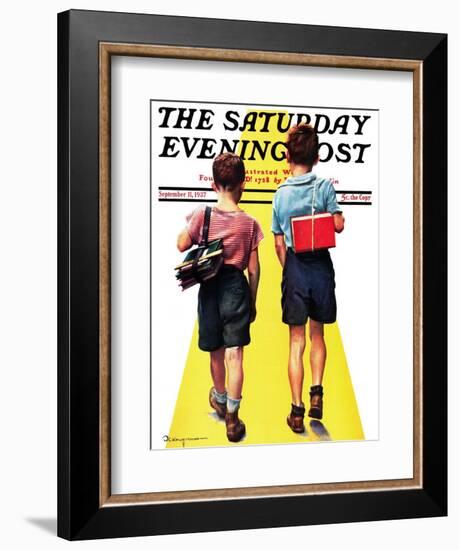 "Back to School," Saturday Evening Post Cover, September 11, 1937-Robert C. Kauffmann-Framed Giclee Print