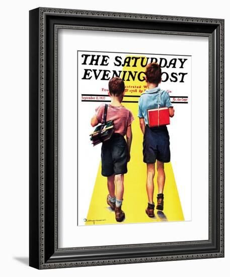 "Back to School," Saturday Evening Post Cover, September 11, 1937-Robert C. Kauffmann-Framed Giclee Print