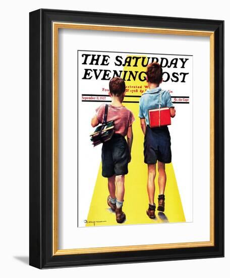 "Back to School," Saturday Evening Post Cover, September 11, 1937-Robert C. Kauffmann-Framed Giclee Print