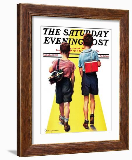 "Back to School," Saturday Evening Post Cover, September 11, 1937-Robert C. Kauffmann-Framed Giclee Print