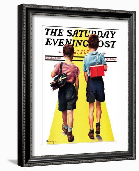 "Back to School," Saturday Evening Post Cover, September 11, 1937-Robert C. Kauffmann-Framed Giclee Print