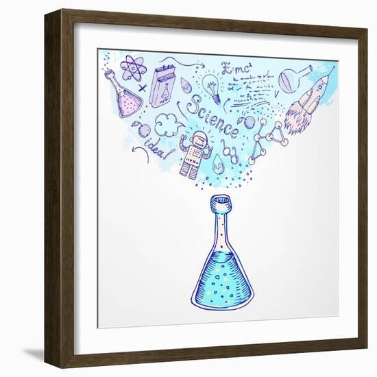 Back to School: Science Learning Symbols from Bulb. Education Concept. Vector Illustration.-Gorbash Varvara-Framed Art Print