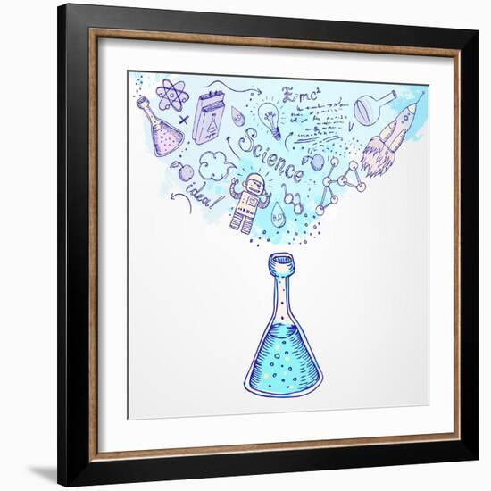 Back to School: Science Learning Symbols from Bulb. Education Concept. Vector Illustration.-Gorbash Varvara-Framed Art Print