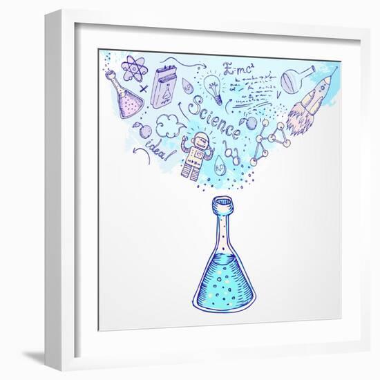 Back to School: Science Learning Symbols from Bulb. Education Concept. Vector Illustration.-Gorbash Varvara-Framed Art Print