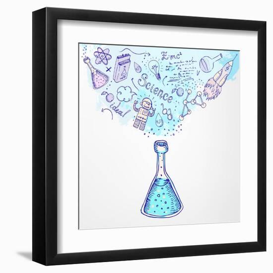 Back to School: Science Learning Symbols from Bulb. Education Concept. Vector Illustration.-Gorbash Varvara-Framed Art Print