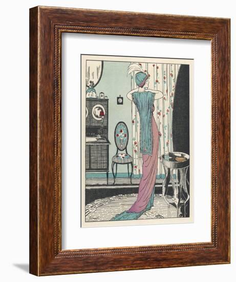 Back View of a High Waisted Draped Gown with Train by Zimmerman-Louis Strimpl-Framed Art Print