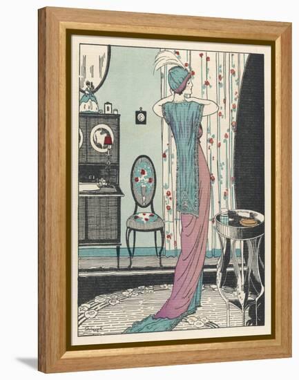 Back View of a High Waisted Draped Gown with Train by Zimmerman-Louis Strimpl-Framed Stretched Canvas