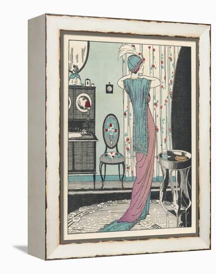 Back View of a High Waisted Draped Gown with Train by Zimmerman-Louis Strimpl-Framed Stretched Canvas