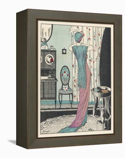Back View of a High Waisted Draped Gown with Train by Zimmerman-Louis Strimpl-Framed Stretched Canvas