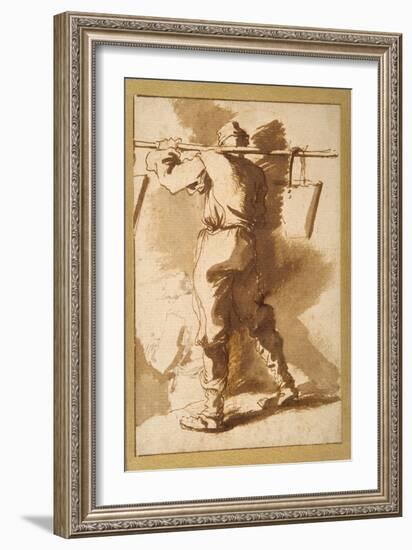 Back View of a Water Carrier, Another Figure Beyond Him-Salvator Rosa-Framed Giclee Print