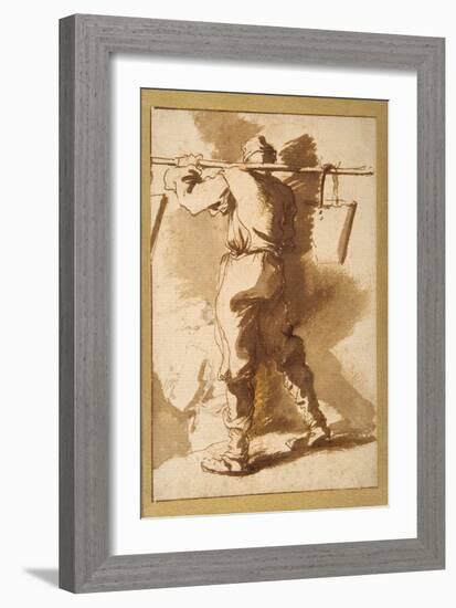 Back View of a Water Carrier, Another Figure Beyond Him-Salvator Rosa-Framed Giclee Print