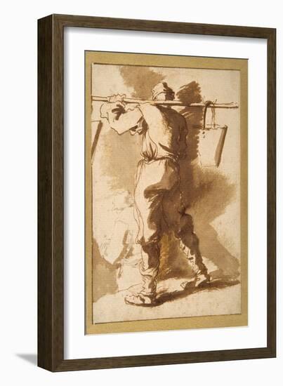 Back View of a Water Carrier, Another Figure Beyond Him-Salvator Rosa-Framed Giclee Print