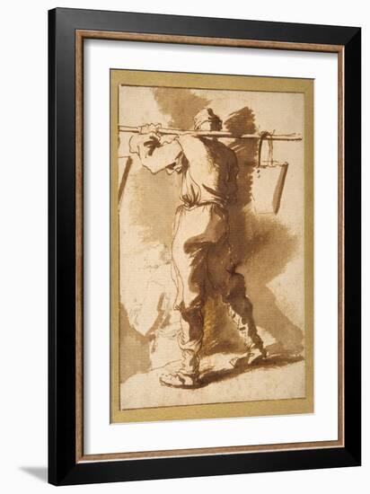 Back View of a Water Carrier, Another Figure Beyond Him-Salvator Rosa-Framed Giclee Print