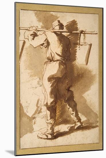 Back View of a Water Carrier, Another Figure Beyond Him-Salvator Rosa-Mounted Giclee Print