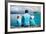 Back View of Father and Kids Sitting on Wooden Dock Looking to Ocean-BlueOrange Studio-Framed Photographic Print