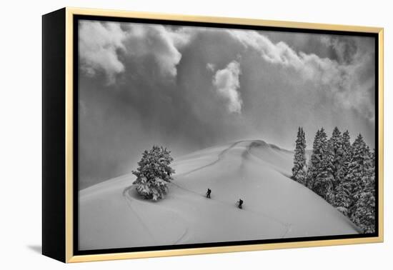 Backcountry Ski Climbers in Fresh Powder, Near Salt Lake City, Utah-Howie Garber-Framed Premier Image Canvas