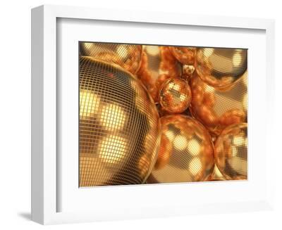 Background Ball Disco Gold Mirror Discoball Golden Glitter White Concept.  3D Render' Photographic Print - spfdigital