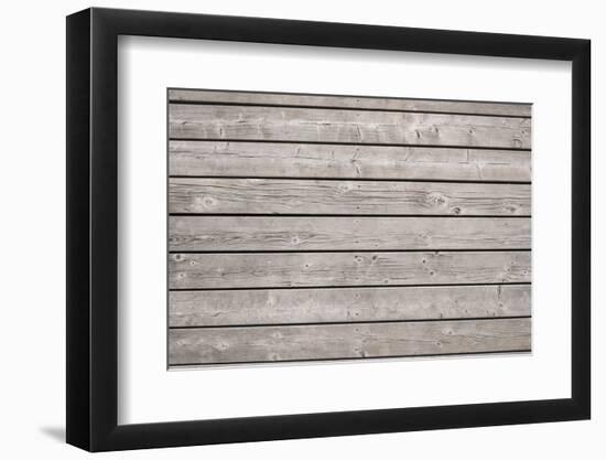 Background of Old Wooden Weathered Unpainted Deck Planks-elenathewise-Framed Photographic Print