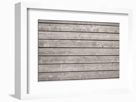 Background of Old Wooden Weathered Unpainted Deck Planks-elenathewise-Framed Photographic Print