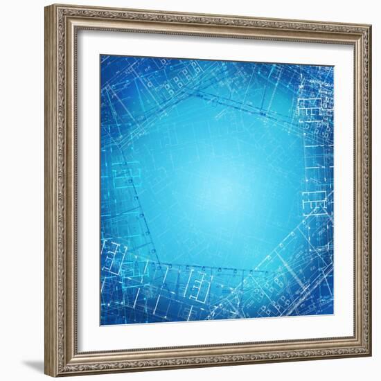 Background of the Architectural Drawings-cherezoff-Framed Art Print