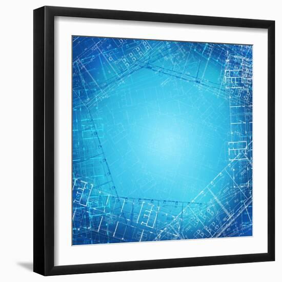 Background of the Architectural Drawings-cherezoff-Framed Art Print