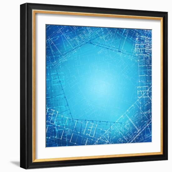 Background of the Architectural Drawings-cherezoff-Framed Art Print