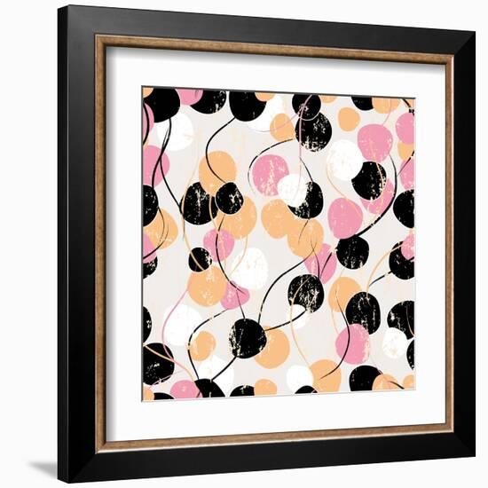 Background Pattern with Circles, Strokes and Splashes-Kirsten Hinte-Framed Art Print