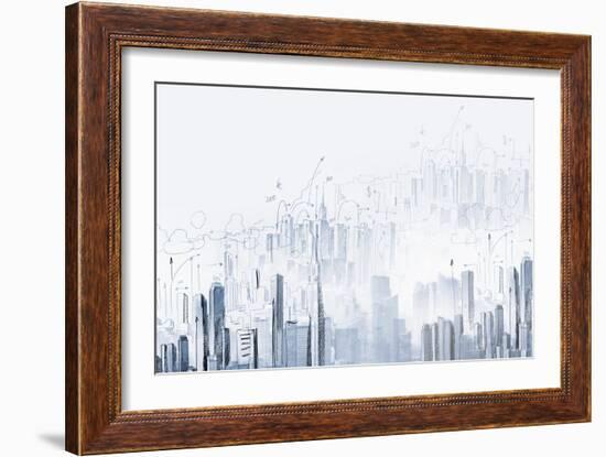 Background Sketch with Building Plan and Strategy-Sergey Nivens-Framed Art Print