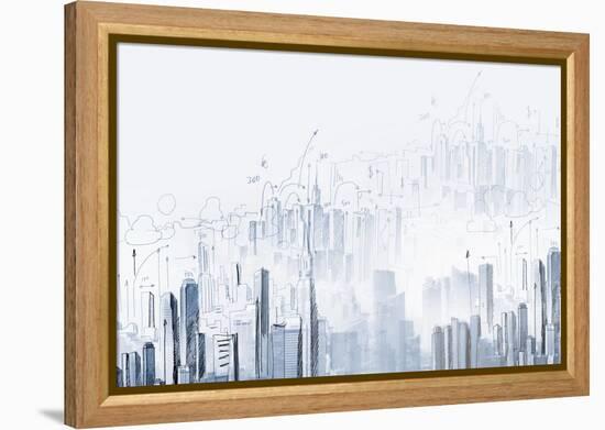 Background Sketch with Building Plan and Strategy-Sergey Nivens-Framed Stretched Canvas