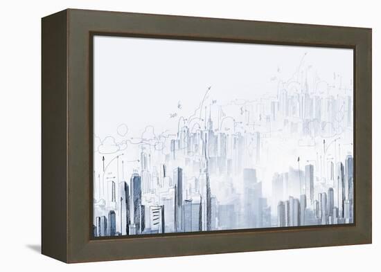 Background Sketch with Building Plan and Strategy-Sergey Nivens-Framed Stretched Canvas