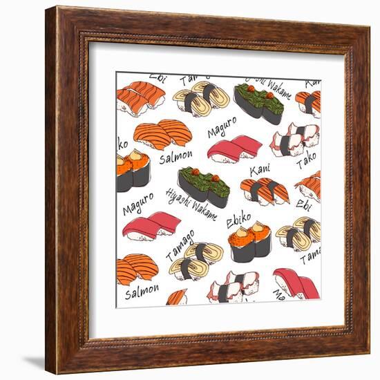 Background Sushi Set, Vector-wanpatsorn-Framed Art Print