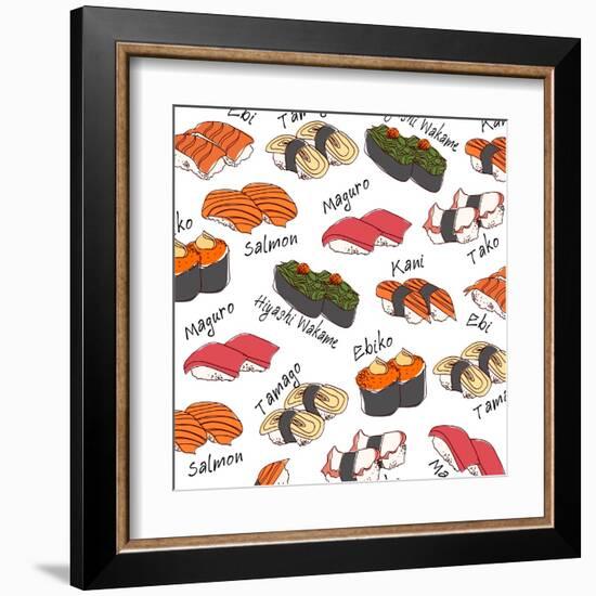 Background Sushi Set, Vector-wanpatsorn-Framed Art Print