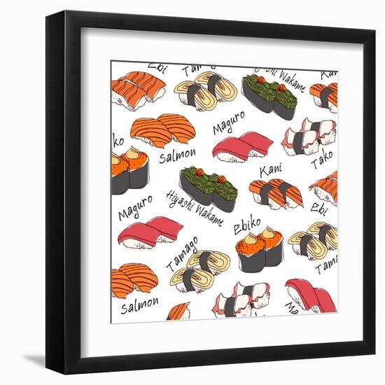 Background Sushi Set, Vector-wanpatsorn-Framed Art Print