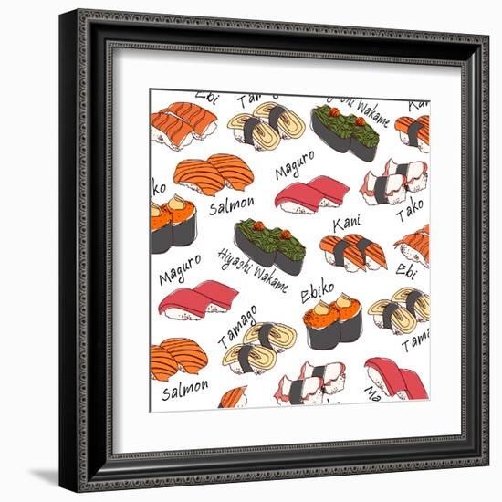 Background Sushi Set, Vector-wanpatsorn-Framed Art Print