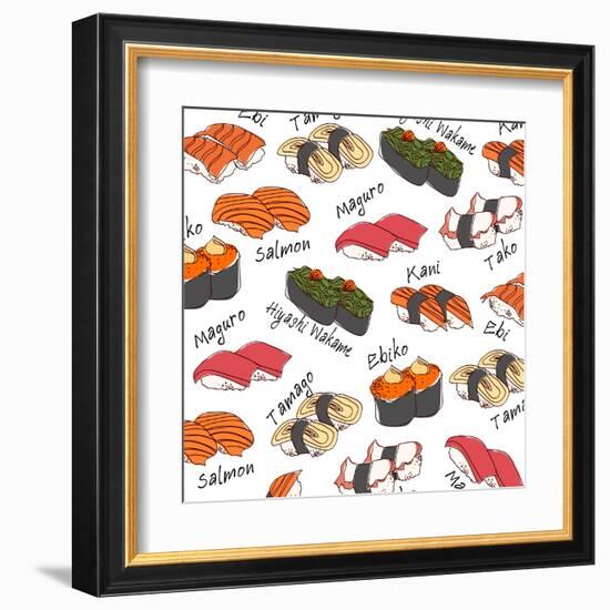 Background Sushi Set, Vector-wanpatsorn-Framed Art Print