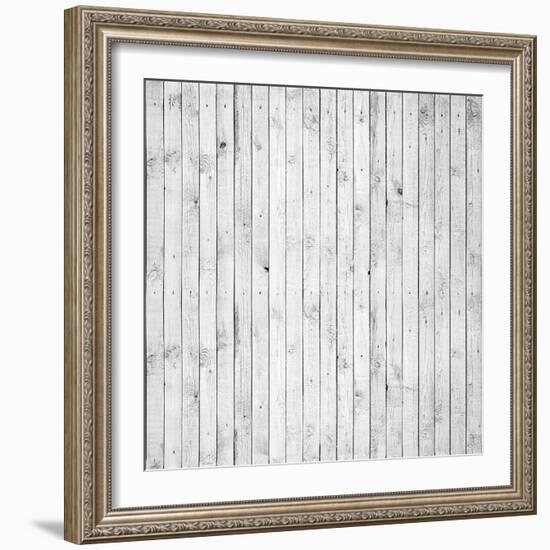 Background Texture of Old White Painted Wooden Lining Boards Wall-Eugene Sergeev-Framed Art Print