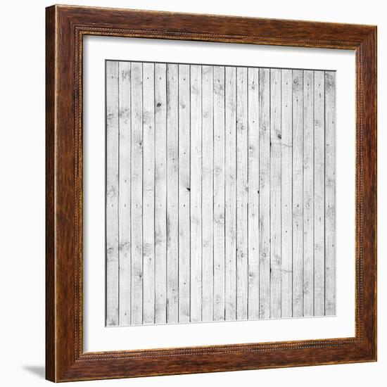 Background Texture of Old White Painted Wooden Lining Boards Wall-Eugene Sergeev-Framed Art Print