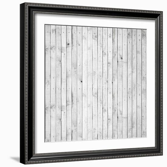 Background Texture of Old White Painted Wooden Lining Boards Wall-Eugene Sergeev-Framed Art Print