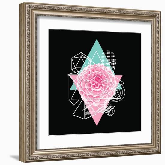 Background with Abstract Geometric Shapes and Flower-incomible-Framed Art Print
