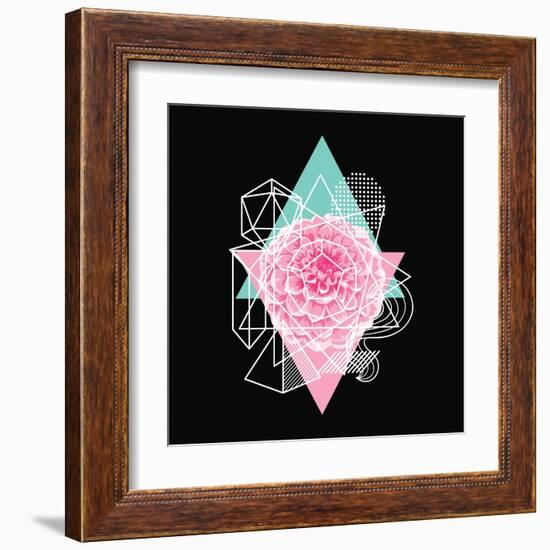 Background with Abstract Geometric Shapes and Flower-incomible-Framed Art Print