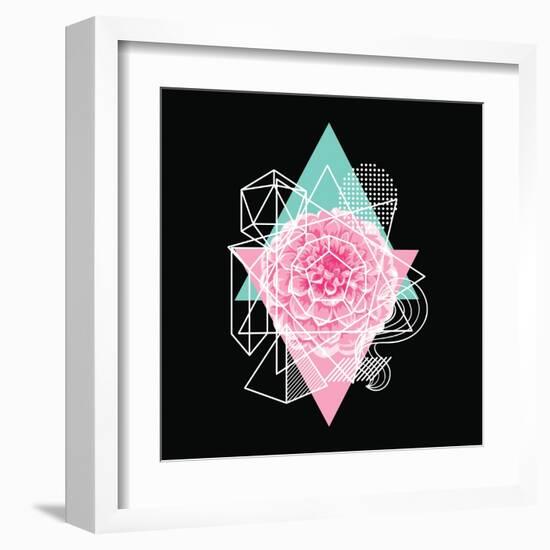 Background with Abstract Geometric Shapes and Flower-incomible-Framed Art Print