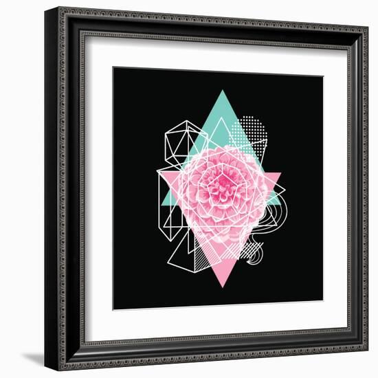 Background with Abstract Geometric Shapes and Flower-incomible-Framed Art Print