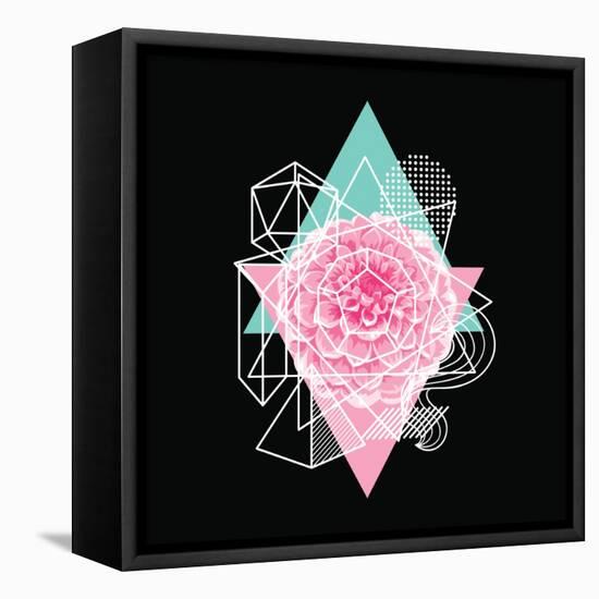 Background with Abstract Geometric Shapes and Flower-incomible-Framed Stretched Canvas