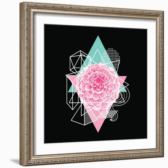 Background with Abstract Geometric Shapes and Flower-incomible-Framed Art Print