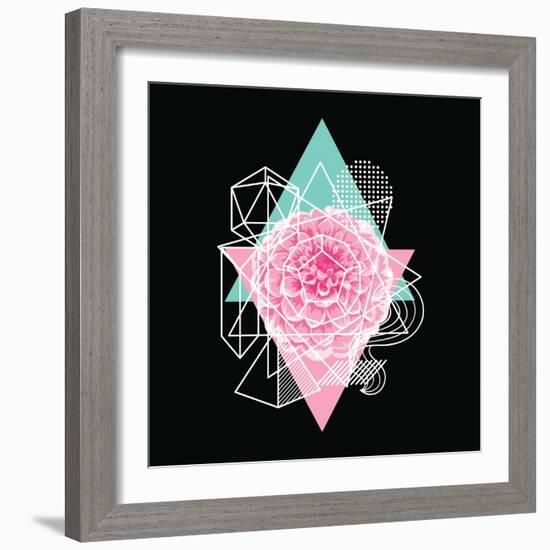 Background with Abstract Geometric Shapes and Flower-incomible-Framed Art Print